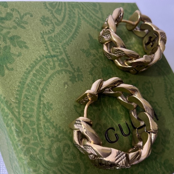 Gucci Gold GG Hoop Earrings - Picture 3 of 3